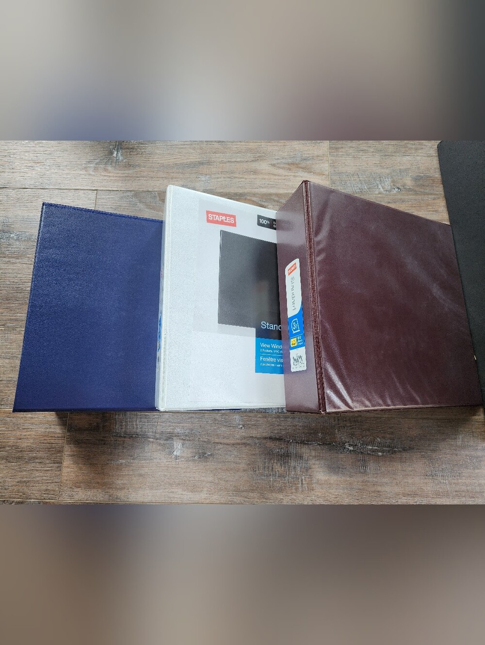 Staples Standard View Binder 3-Ring - White, Navy, Burgundy